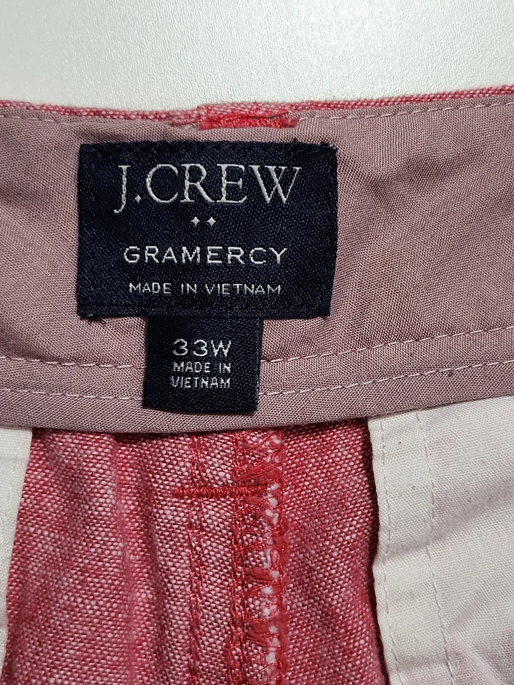 J.Crew Gramercy Heather Red Linen Cotton Flat Front Shorts Size 33